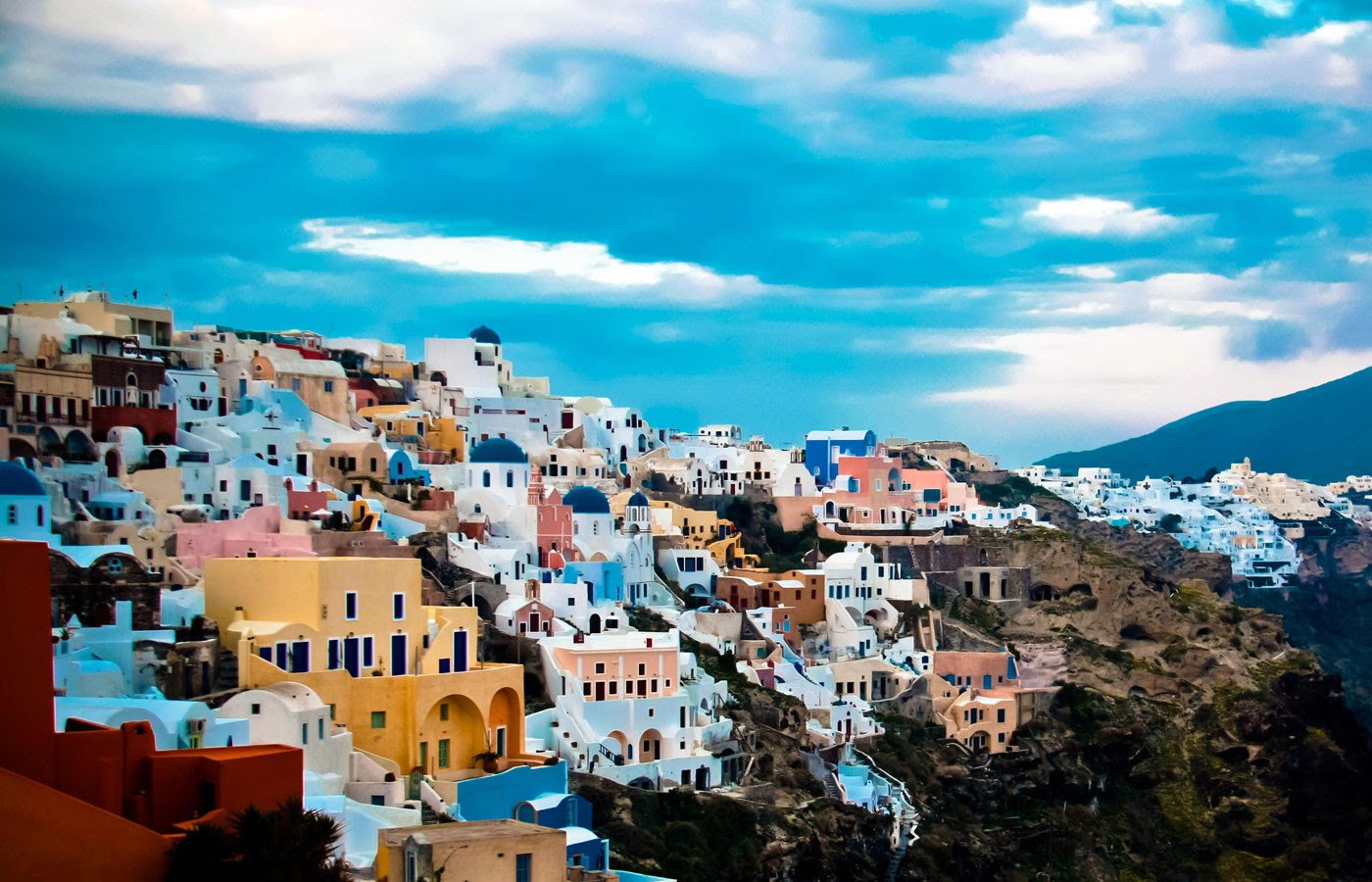 World Visits Tourists Place Santorini, Colorful City Of Greece